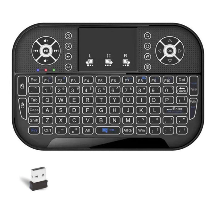 Mini Tastatura Wireless cu Touchpad, Iluminata RGB, Compacta, 2.4Ghz, Reincarcabila USB