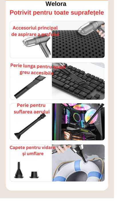 3. autó 1 -ben, vezeték nélküli, turbó porc, 4000pa, 120W, 2000mAh akkumulátor, 2 lépés, HEPA szűrő, fekete