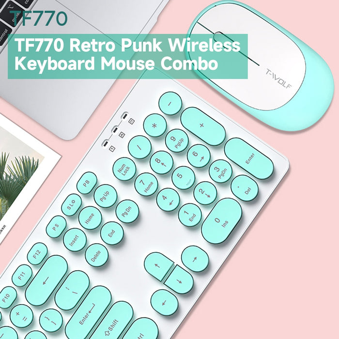 Kit tastatura si mouse Wireless, Universale, Albastru-Alb