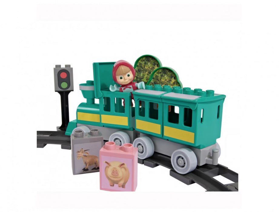 Set de constructie Unico Masha and the Bear, cu figurina Masha inclusa, 32 piese