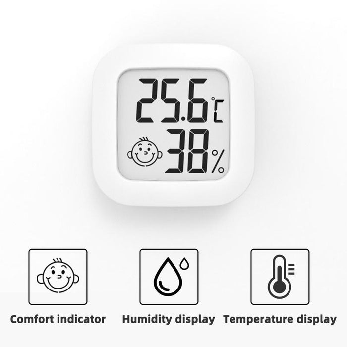 Термометър и хигрометър, индикатор за влажност, компактен, бял