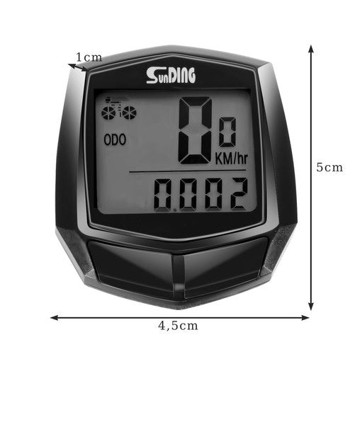 Kerékpár sebességmérő - Cyclocomputer LCD kijelzővel, 13 funkció, vízálló, fekete