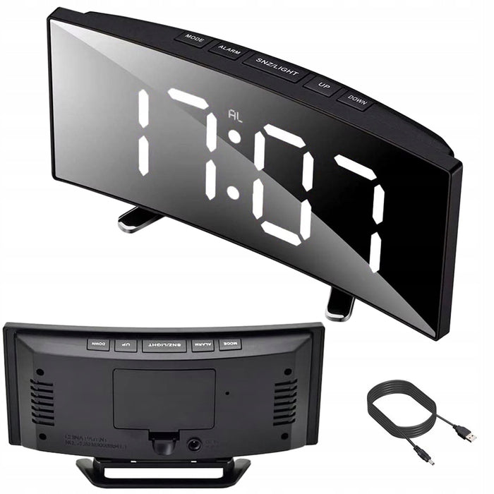 Електронен цифров LED часовник с аларма, термометър, черно