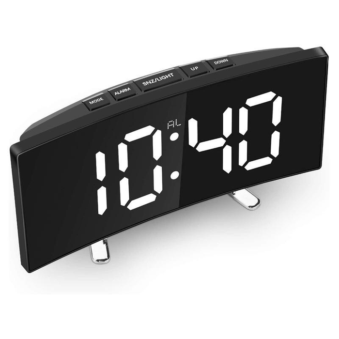 Електронен цифров LED часовник с аларма, термометър, черно