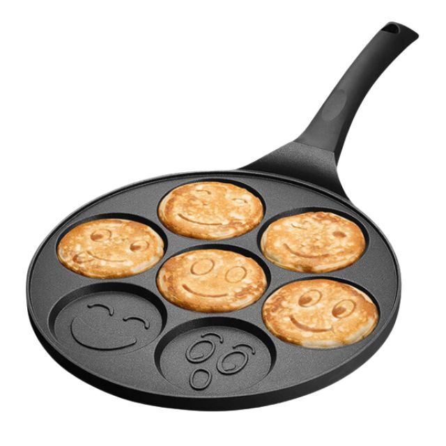 Επαγγελματικό τηγάνι για αυγά και τηγανίτες με emoji, γρανίτη με 7 χώρους μαγειρέματος