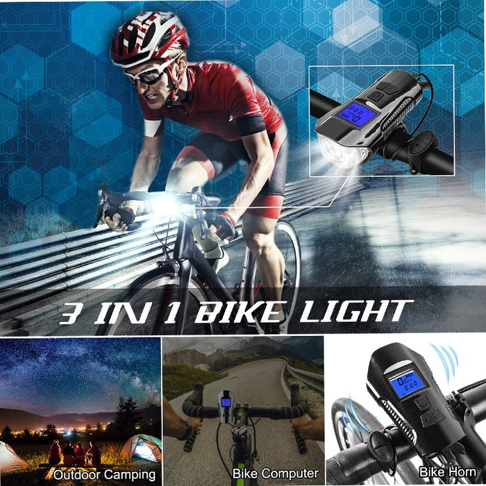 Комплект велосипедни светлини, LED Cree Far and Stop LED, с Ciclocomputer LCD и Callon