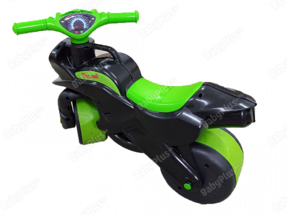 Motocicleta Ride-on de curse Doloni cu sunete si lumini, negru cu verde