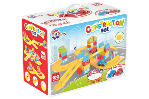 Set 100 de cuburi de constructie, pista de masinute, TechnoK