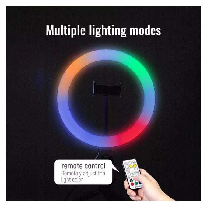 Επαγγελματική κυκλική λάμπα LED Ring Light RGB, διάμετρο 30cm/12 ίντσες, ισχύ 11W, τρίποδο 210cm