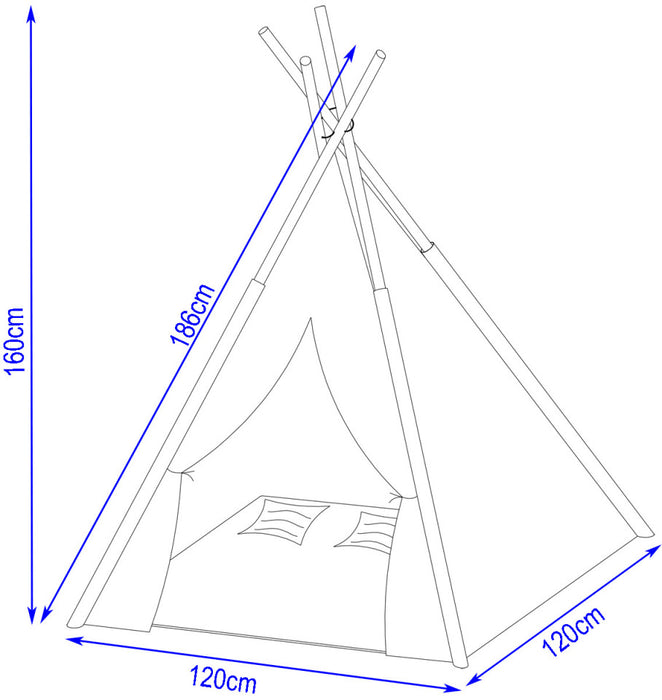 Cort de joaca Tipi cu cadru de lemn, flamingo