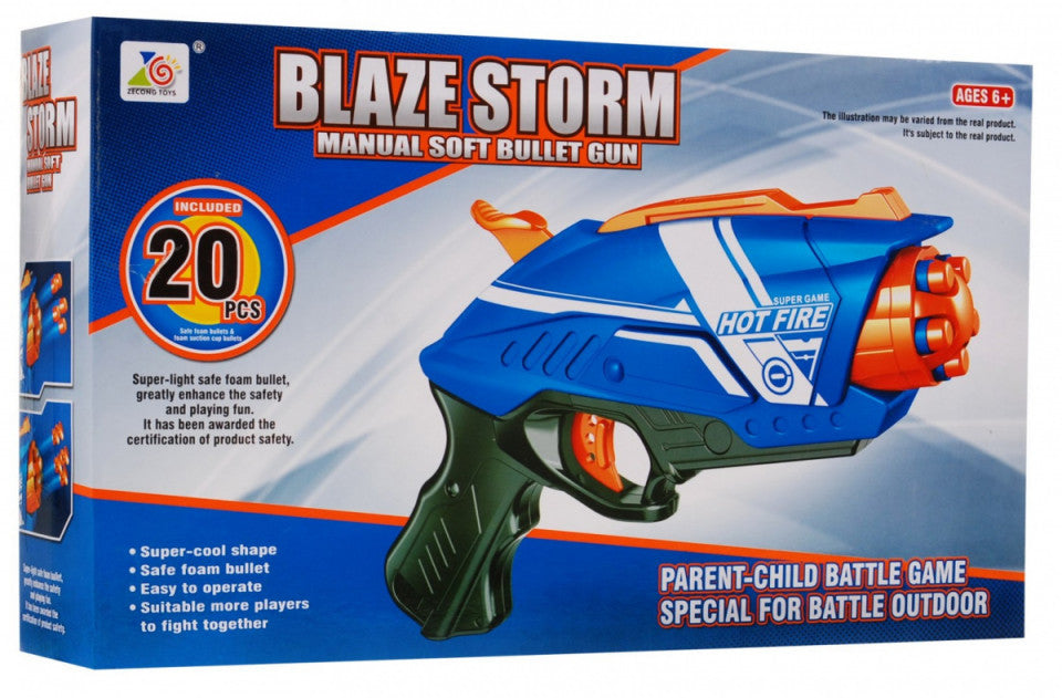 Arma de jucarie Blaze Storm Hot Fire, pistol cu 20 gloante