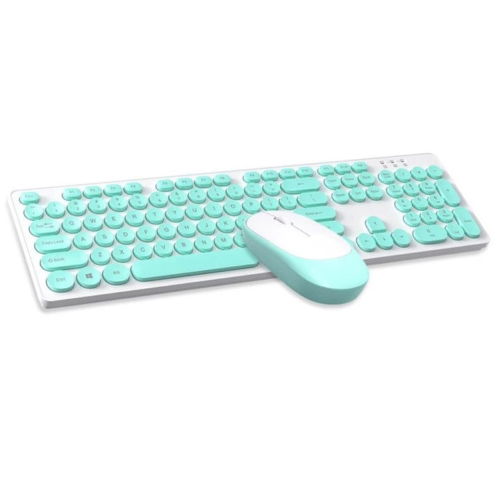 Kit tastatura si mouse Wireless, Universale, Albastru-Alb