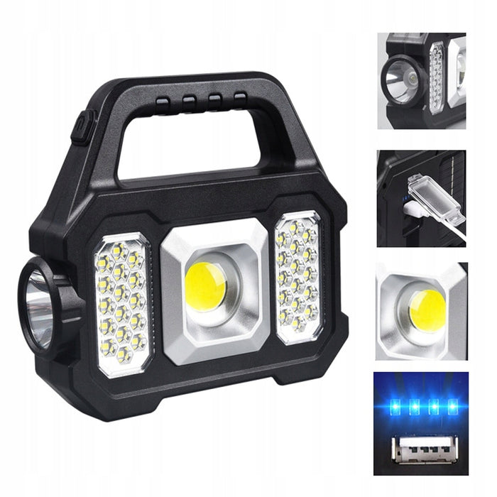 LED Solar Lantern με πλευρική COB 5W 6 τρόπους φωτισμού, λαβή