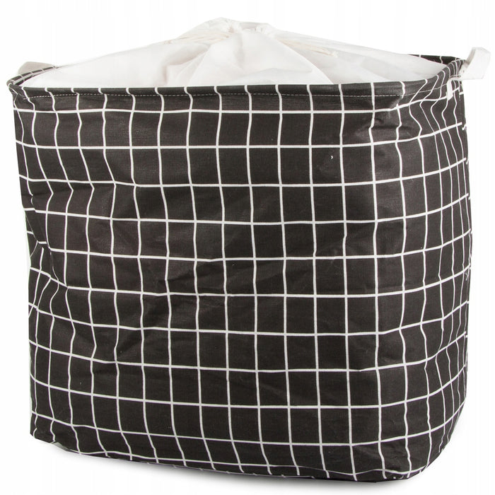 Сгъваема кошница за играчки, правоъгълна 90L, черна с бяло, височина 45 см