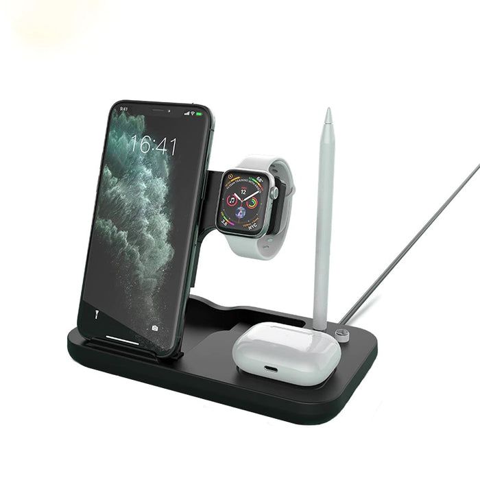 Statie Incarcare Wireless 4 in 1 Fast Wireless Charger, Telefon, Casti, Ceas si Pen