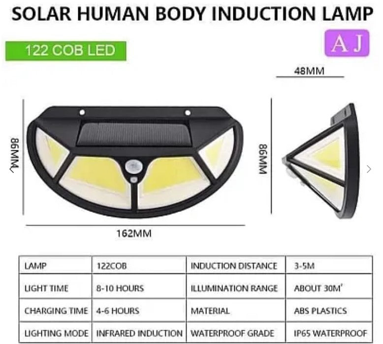 6 x Solar Lámpa SH -122 LED COB mozgásérzékelővel és könnyű 3 világítási mód