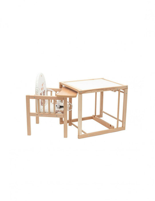 Scaun de masa din lemn natural, 2 in 1, New Baby