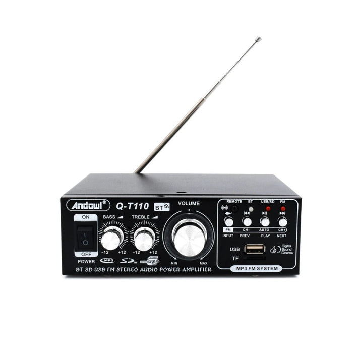 Amplificator Bass profesional tip statie T110, cu bluetooth, radio FM si telecomanda, negru