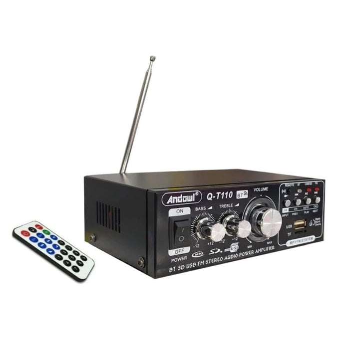 Amplificator Bass profesional tip statie T110, cu bluetooth, radio FM si telecomanda, negru