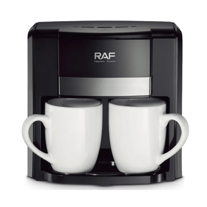 Aparat Electric de Facut Cafea, RAF R115A, Putere 1000W, cu 2 Cesti de 420ml Fiecare, Negru-Argintiu