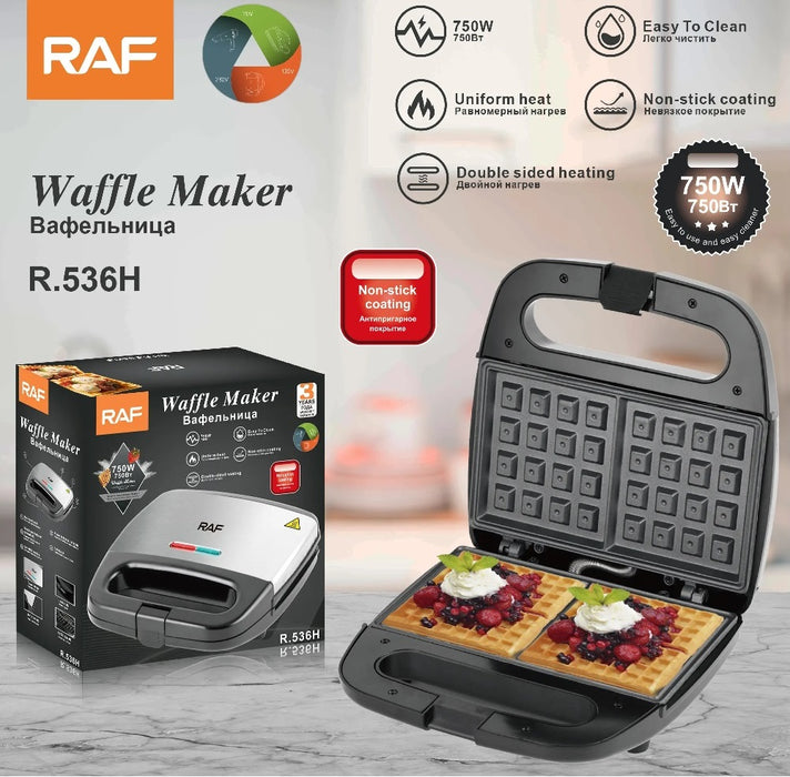 Gofre Make, RAF R536H, 750W, Автоматична регулиране на температурата, черен сребърник