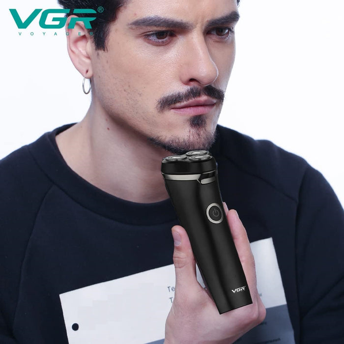 VGR VGR V-319 IPX6 Electric Razor, φόρτιση USB, εργάζεται σε UD ή ξηρό, ασύρματο, με 3 περιστροφικές λεπίδες, μαύρα