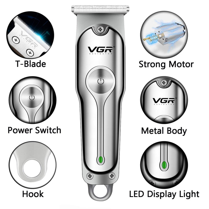 Aparat de tuns VGR V-071, 5W, 3 Distantiere, Incarcare USB, Acumulator 600mAh, Argintiu