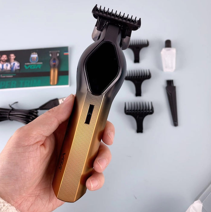 V-921 Professional Trimmer, Wireless, със 7 аксесоари, 4 отдалечени, черно-златисто