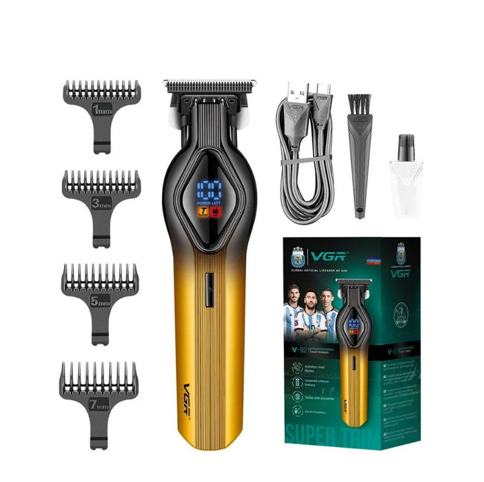 V-921 Professional Trimmer, Wireless, със 7 аксесоари, 4 отдалечени, черно-златисто