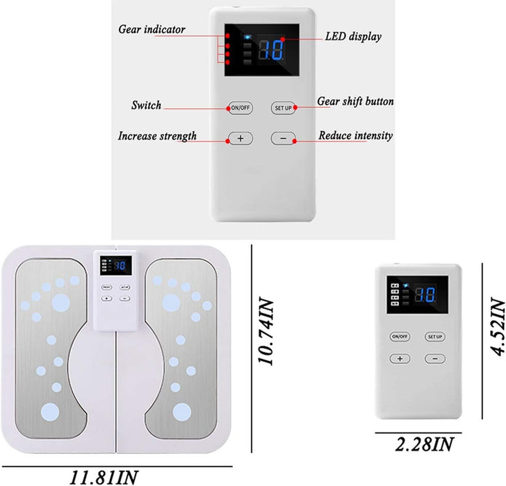 Aparat pentru masajul talpilor, cu stimulator electric si functie de incalzire, pentru relxare, ameliorarea durerilor, alb