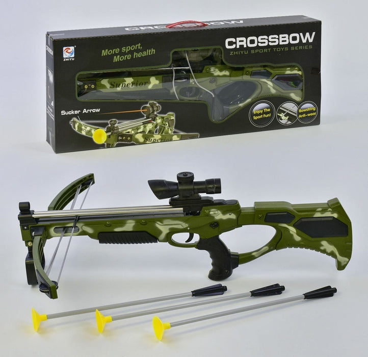 Toy Crossbow, Crossbow, για παιδιά 6 χρόνια+, με οδηγό λέιζερ και 3 βέλη με αναρρόφηση, πράσινο καμουφλάζ