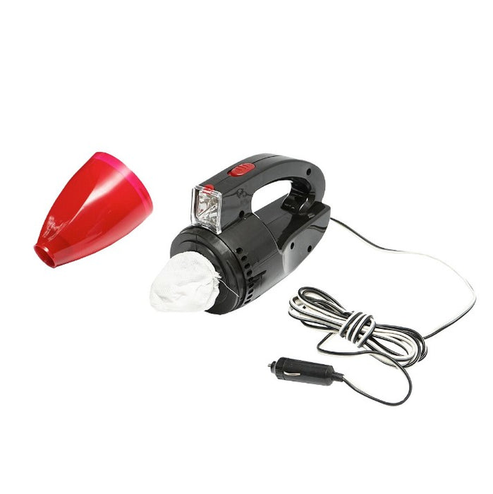 Aspirator auto 12V, umed si uscat, putere 60W, 3 accesorii, cu lanterna, rosu cu negru