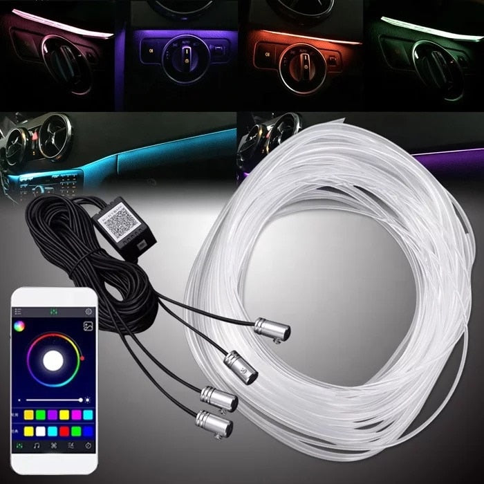 Kit 5 Benzi LED, Lumini Ambientale Auto RGB, Control din aplicatie telefon