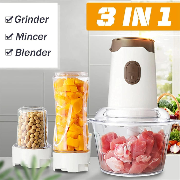 Blender, tocator si storcator T164, 3 in 1, 250W, cu 3 accesorii, alb-maro