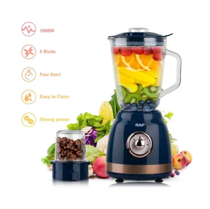 Professional Blender 2 в 1 RAF 2826L, 1000W, 1.5L, с шлайфане, стъкло