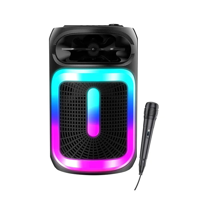 Boxa Portabila Bluetooth, cu difuzor de 8", Putere 10W, cu Microfon, Lumina RGB, Negru