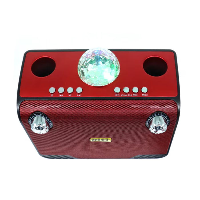 Boxa portabila cu 2 microfoane XY899, lumini LED, 45W, bluetooth, rosu