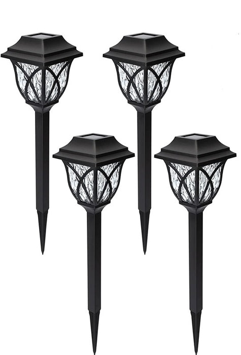 Set 4 x lampa solara felinar LED 43 cm patrate, pentru terasa, alee sau gradina