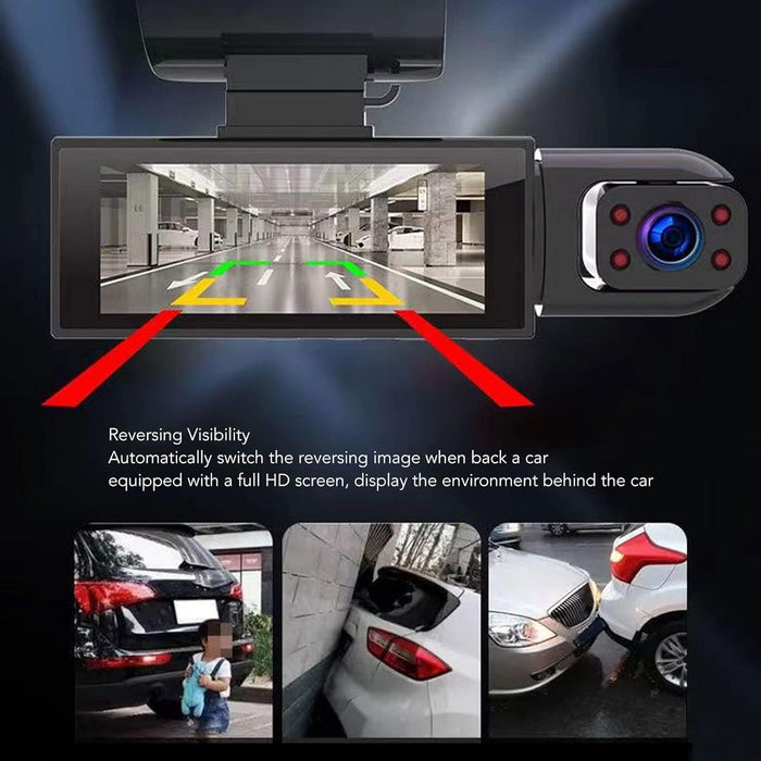 DVR Double Car Camera 3.16 ", Full HD 1080p, G-Sensor, IR, 170 °, сребро