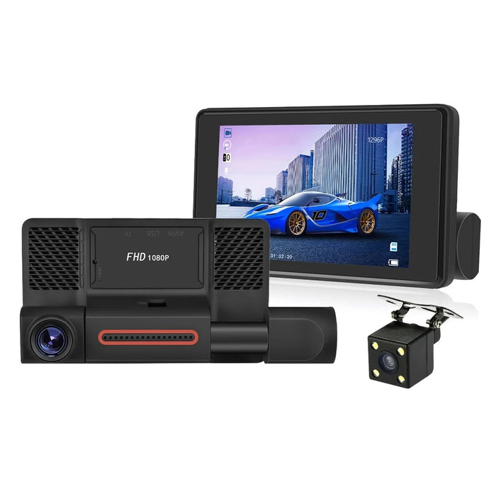 Tripla Auto DVR камерата, дисплей 4 ", пълен HD 1080p, ъгъл 170 °, черен