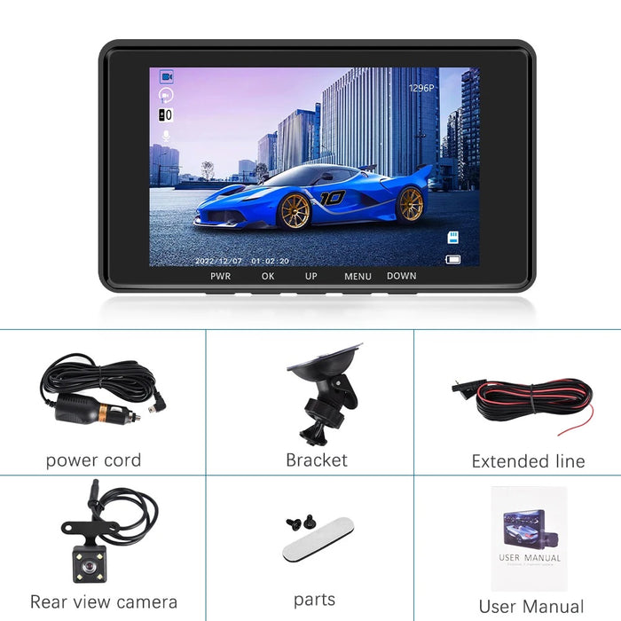 Η κάμερα Auto DVR Tripla, οθόνη 4 ", Full HD 1080p, 170 ° γωνία, μαύρο