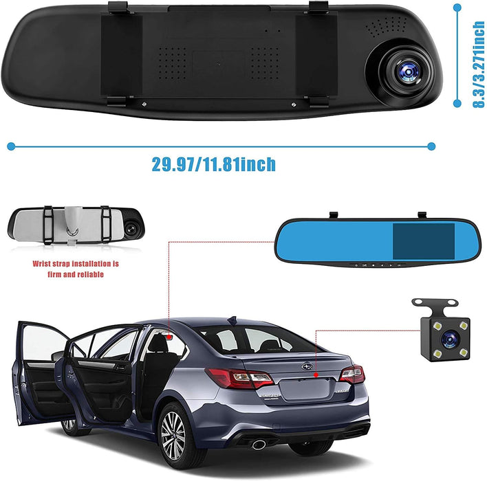 Camera auto tip oglinda retrovizoare, touch screen, inregistrare fata-spate FullHD