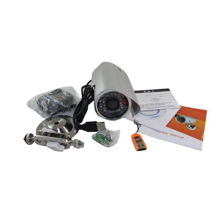 Camera de supraveghere CCTV IR de 720P, cu stocare pe TF card, USB plug&play, senzor CMOS, argintie