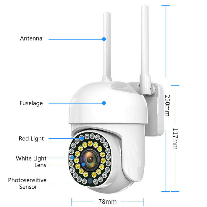 2MP Smart, Wi-Fi IP CCTV камера за наблюдение, сензор за светлина и движение, инфрачервен, сигнали, бяло