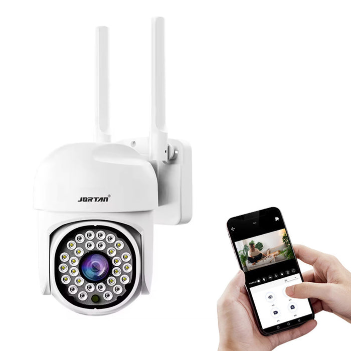 Camera de supraveghere WiFi, 2MP, Full HD, de exterior sau interior, cu alarma, senzor de miscare, IR, microfon, difuzor, alb