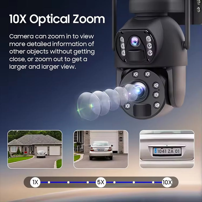 Camera de supraveghere duala, de exterior, bluetooth, zoom optic 10x, viziune nocturna, IP66