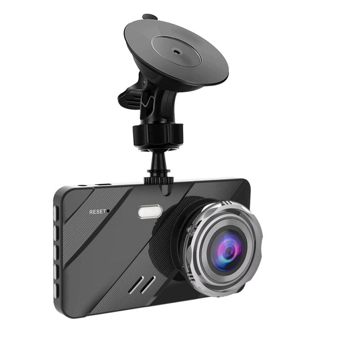 Camera duala auto DVR, ecran IPS 4", cu camera fata-spate, Full-HD, noapte-zi, senzor G, unghi de 170°, Negru