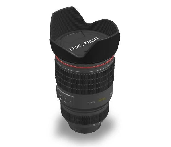 Чашата Thermos под формата на фото обектив, 400ml, интериор от неръждаема стомана, черно