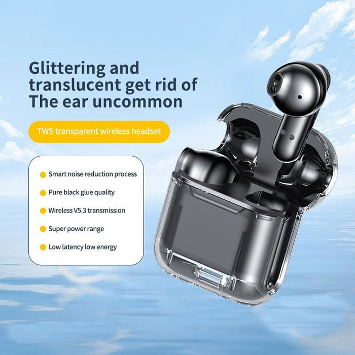 Bluetooth слушалки за ухо, безжични 5.3, TM10 с прозрачно жилище