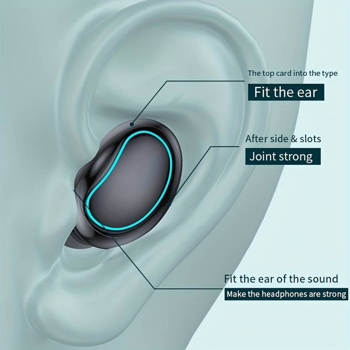 Ear Bluetooth fejhallgató, vezeték nélküli, érintés, hang, sztereó, fekete